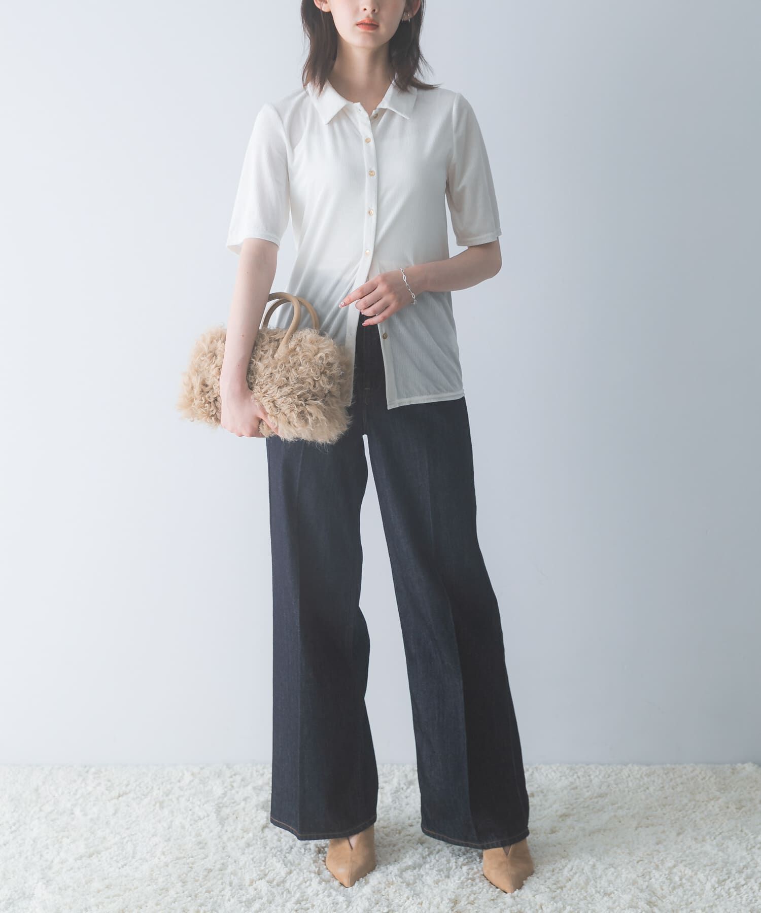 URBAN RESEARCH ROSSO「シアーストライプベロアポロカットソー」|Tシャツ・カットソー|