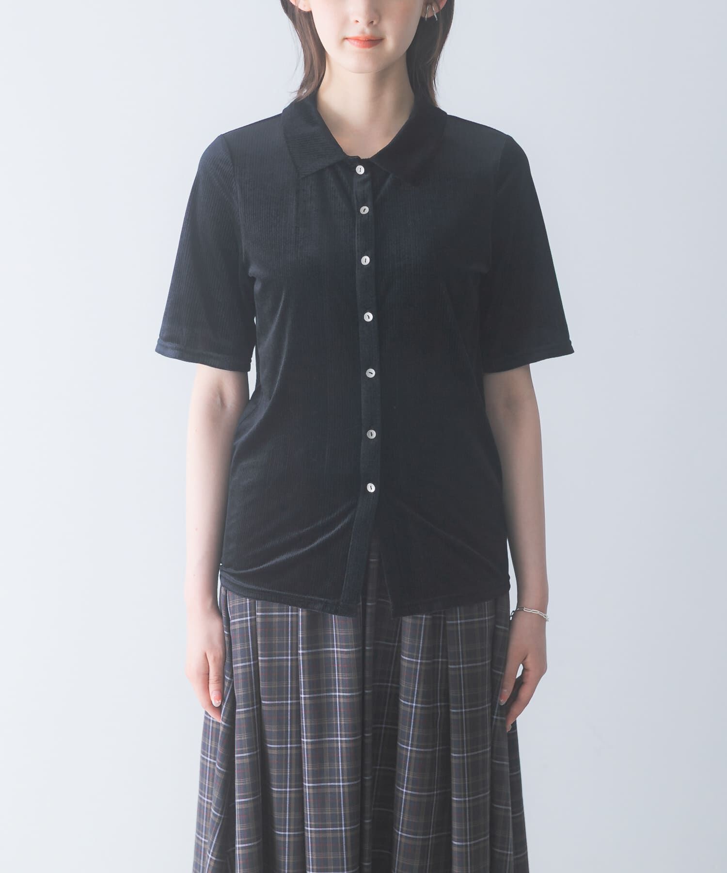 URBAN RESEARCH ROSSO「シアーストライプベロアポロカットソー」|Tシャツ・カットソー|