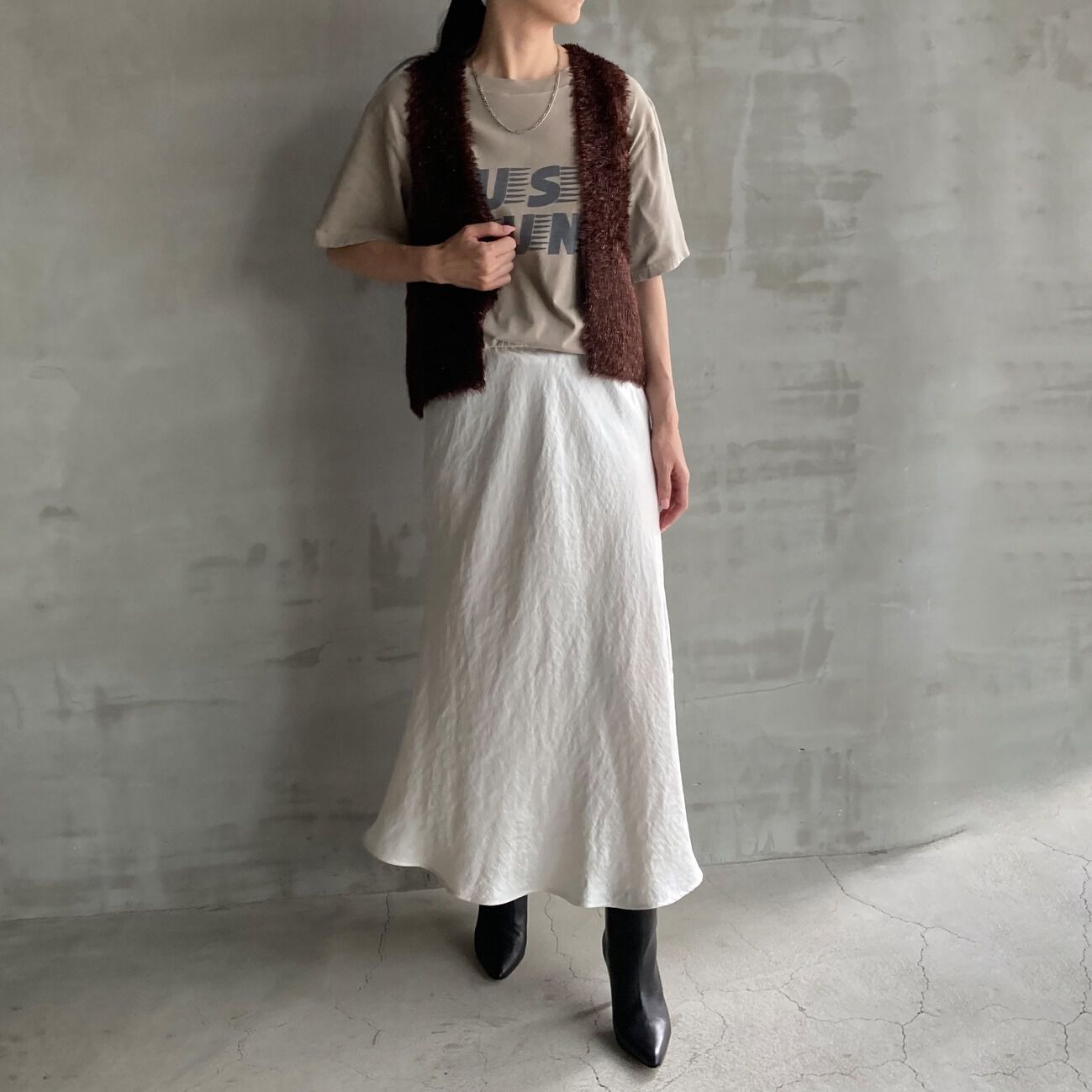HELIOPOLE「HELIOPOLE SATIN MAXI FLARE SKIRT」|スカート|