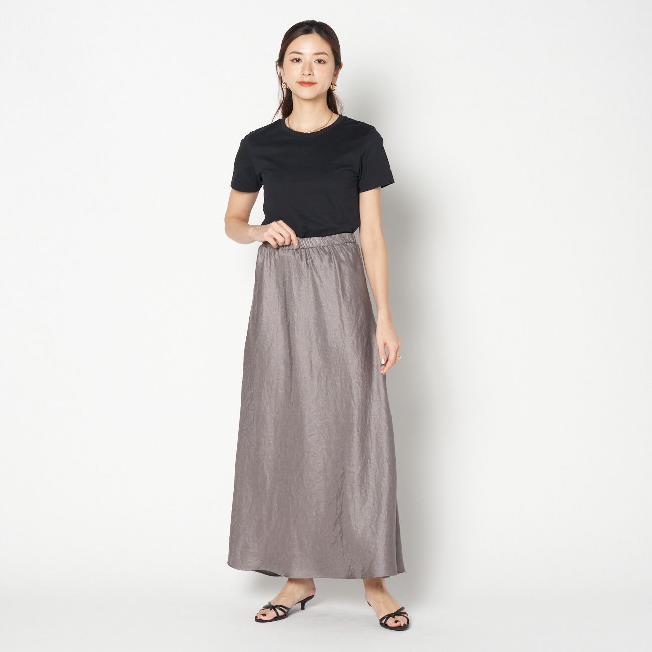 HELIOPOLE「HELIOPOLE SATIN MAXI FLARE SKIRT」|スカート|