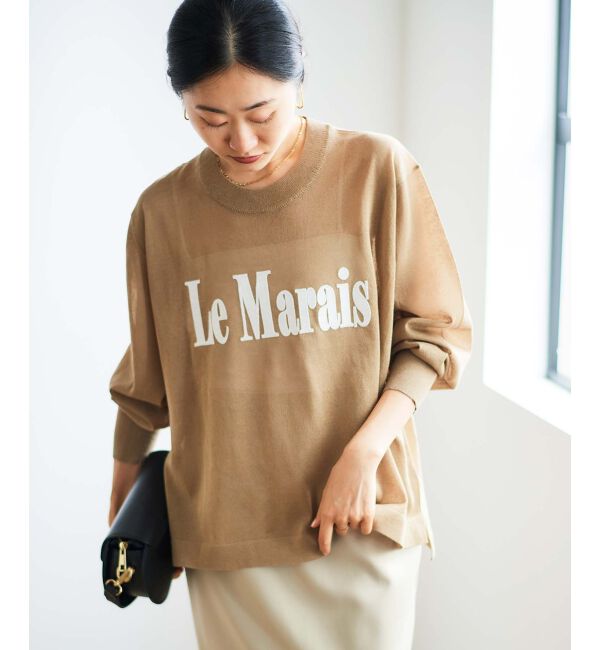le.coeur blanc「シアー刺繍ロゴニット」|ニット・セーター|ベージュ