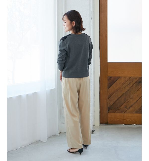 「【長袖】チュール刺繍Vネックカーディガン」|カーディガン|