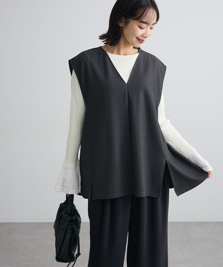 Green Parks「リップルフレアベスト」|ベスト・ジレ|Charcoal Gray