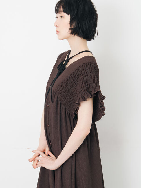 Samansa Mos2「前開きシャーリングワンピース」|ワンピース|