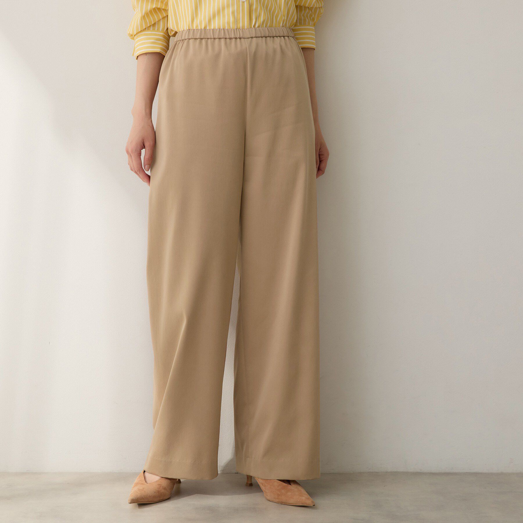 UNTITLED「【ウエストゴム】シャイニーキュプラワイドパンツ」|その他|キャメルブラウン(0