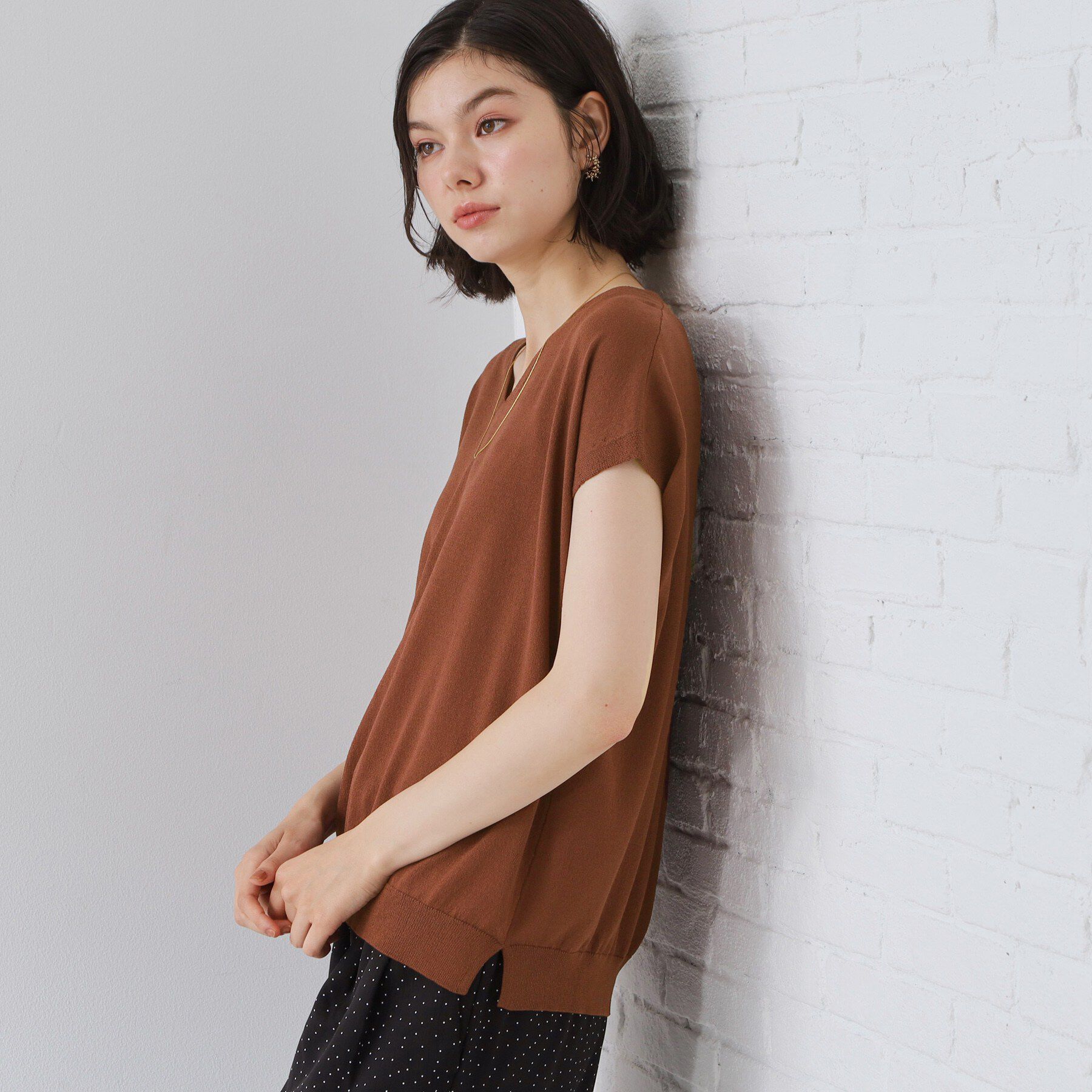 THE SHOP TK「【さらっとタッチ】風通しのいい Vネックサマーニット」|ニット・セーター|