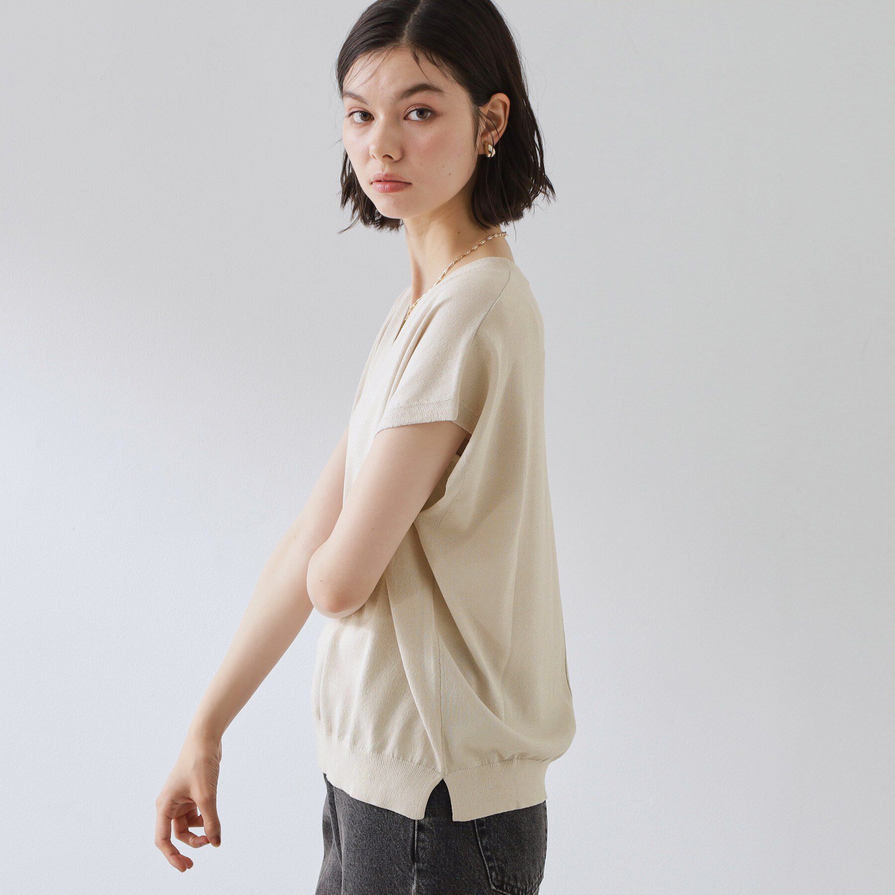 THE SHOP TK「【さらっとタッチ】風通しのいい Vネックサマーニット」|ニット・セーター|