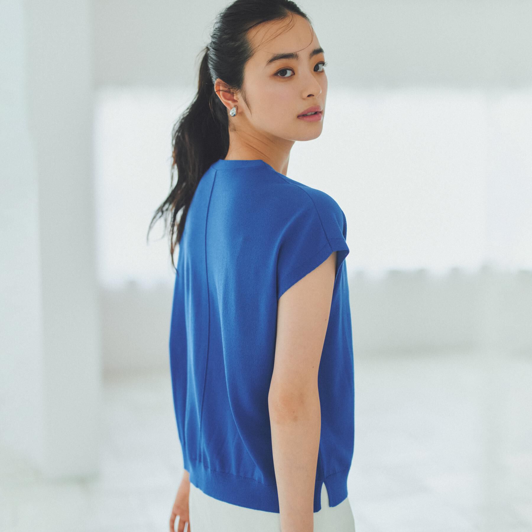 THE SHOP TK「【さらっとタッチ】風通しのいい Vネックサマーニット」|ニット・セーター|