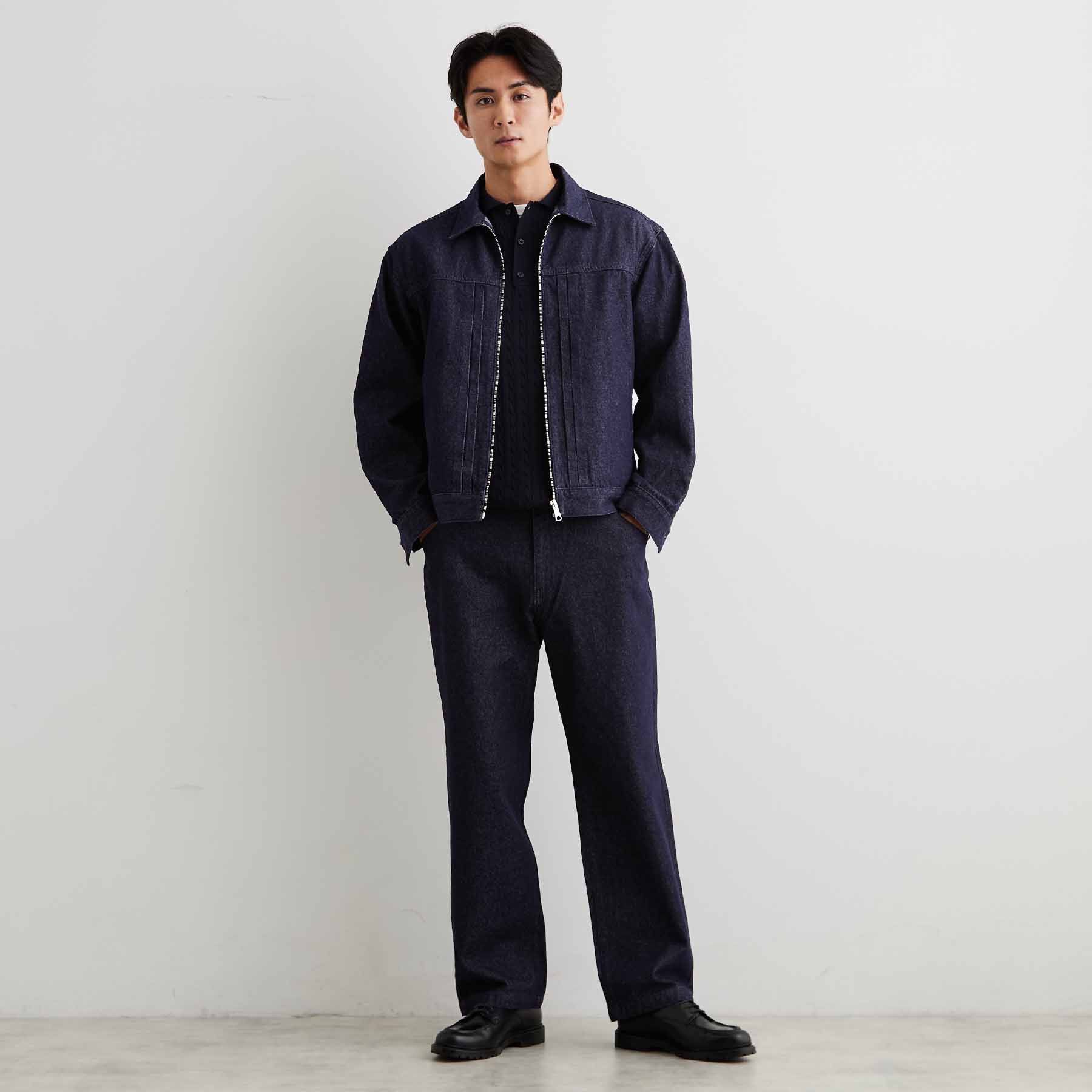 THE SHOP TK「【色落ちしにくい/セットアップ可】デニムライク ジップアップジャケット」|ブルゾン・スタジャン|
