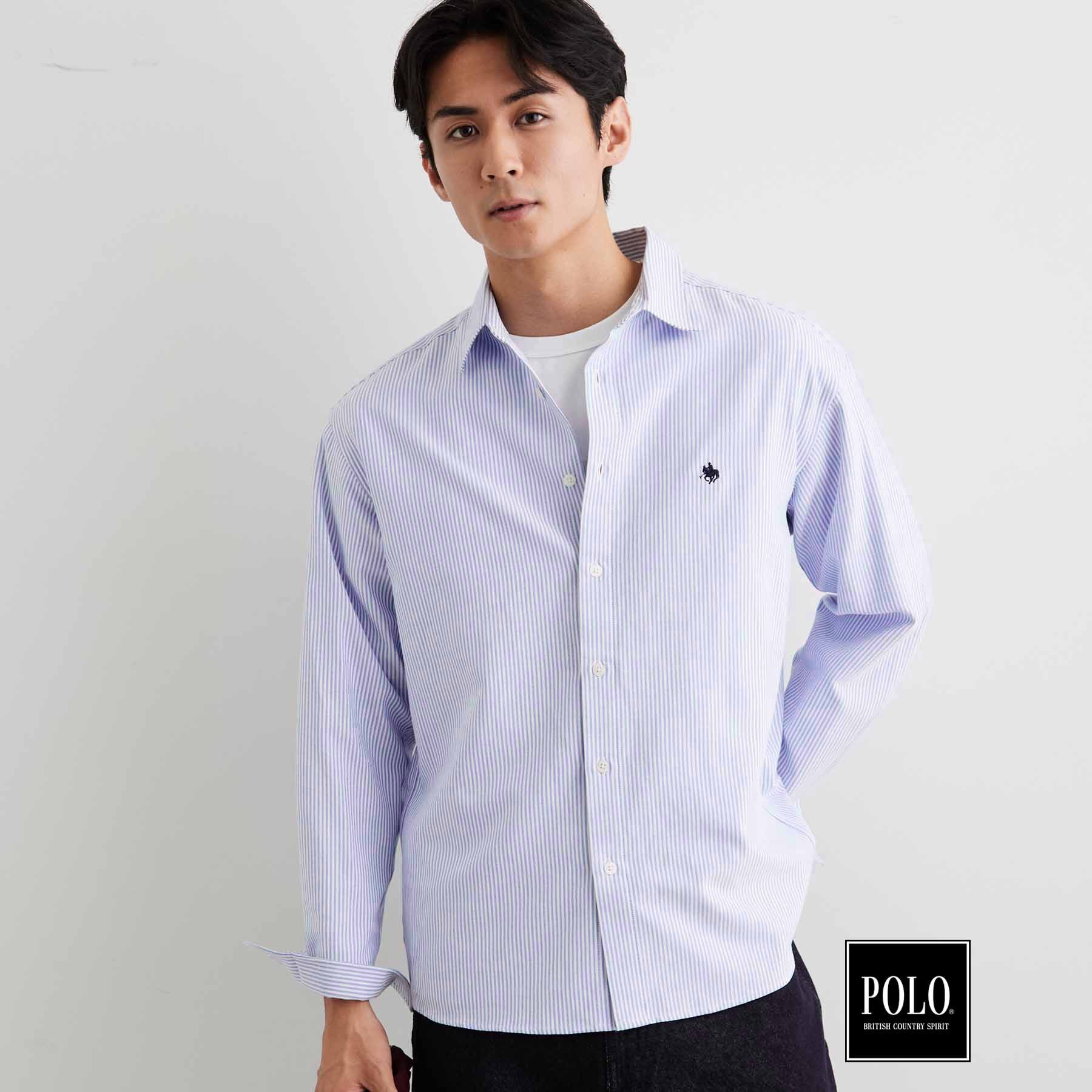 THE SHOP TK「POLO BCS/アソート長袖シャツ」|シャツ・ブラウス|ブルー(391)