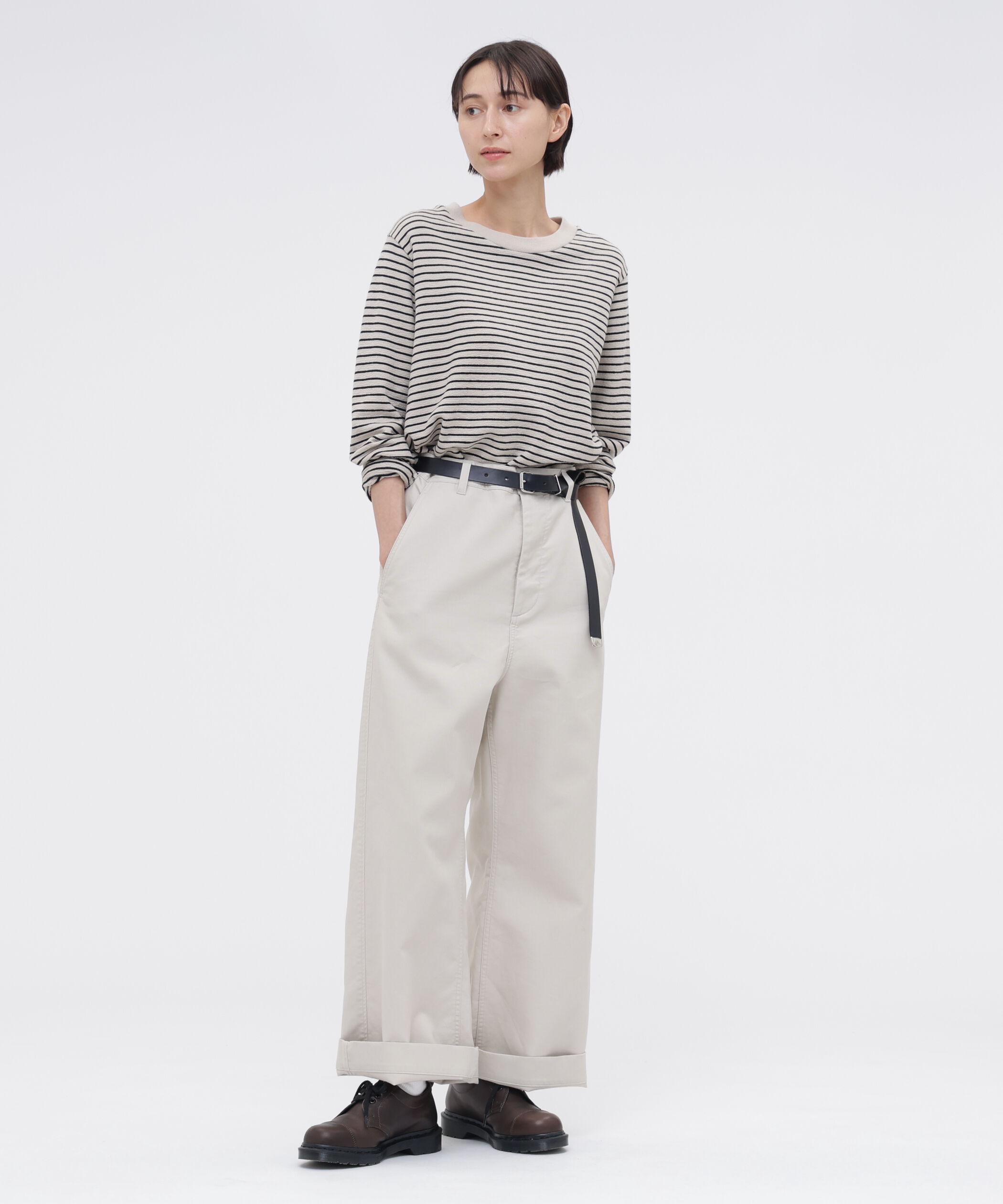 MHL.「TEXTURED COTTON STRIPE TOP」|Tシャツ・カットソー|