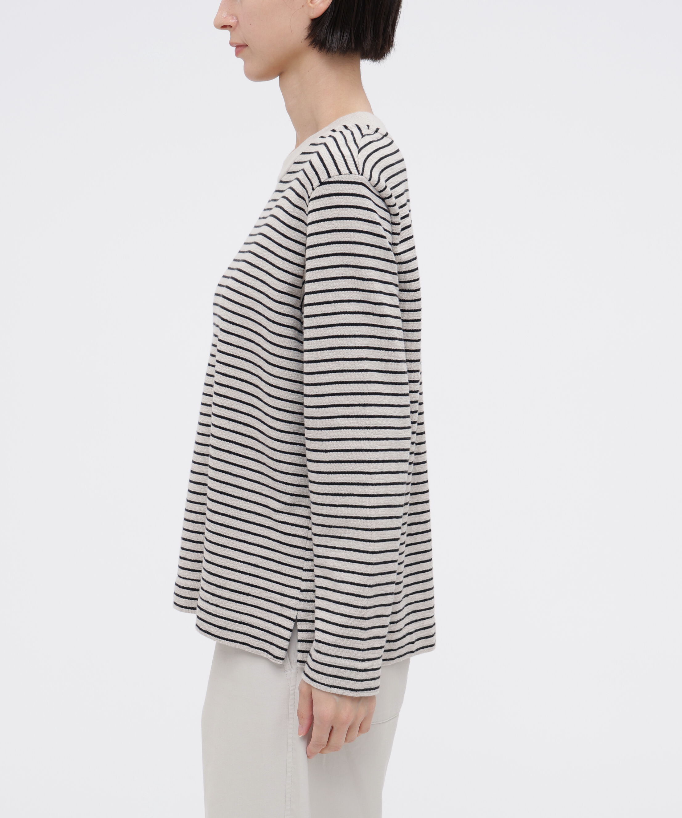 MHL.「TEXTURED COTTON STRIPE TOP」|Tシャツ・カットソー|