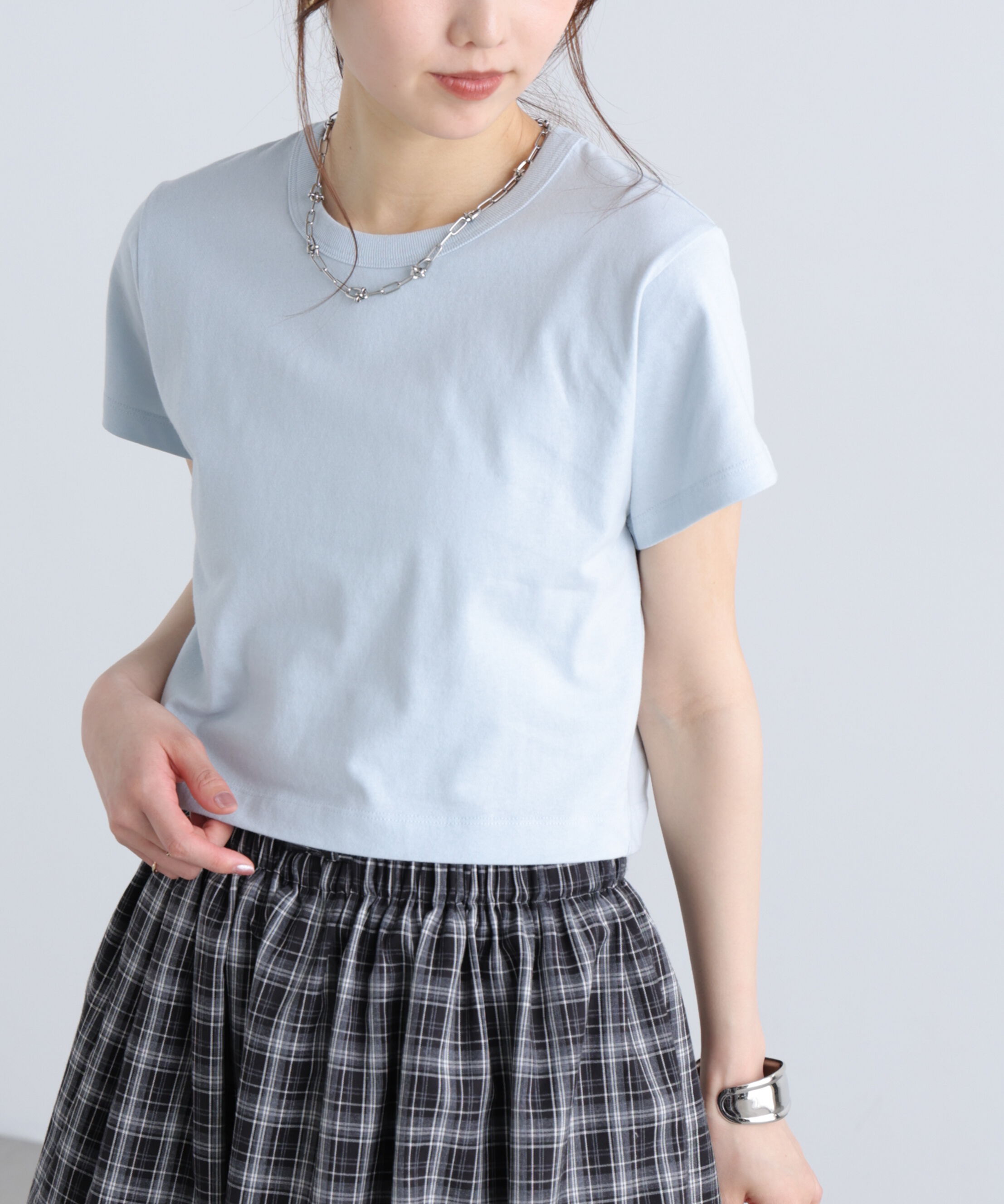  「USAコットンクルーネックTシャツ」|Tシャツ・カットソー|サックス