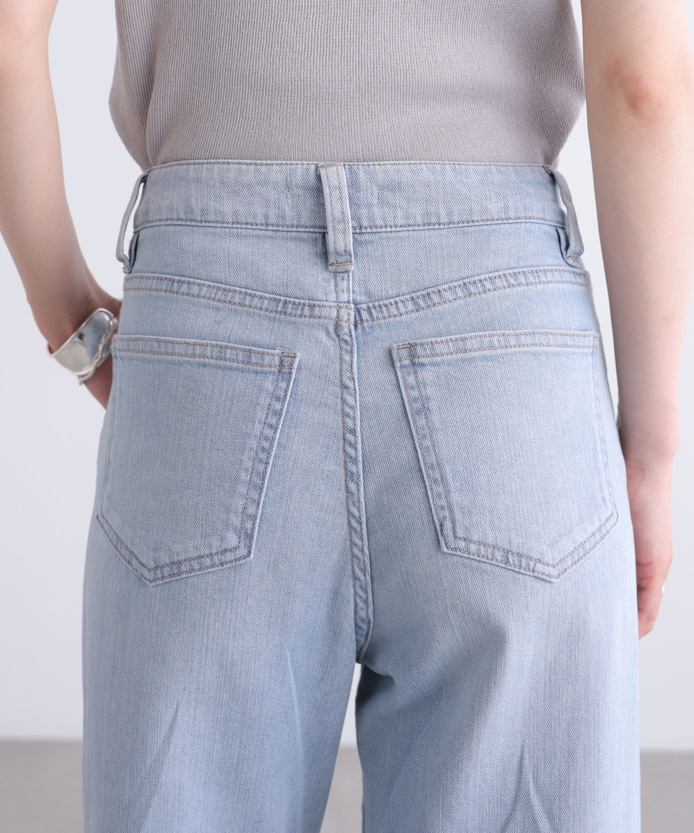  「[低身長サイズ/Sシリーズ]ベーシックワイド裾レースデニムパンツ」|その他|