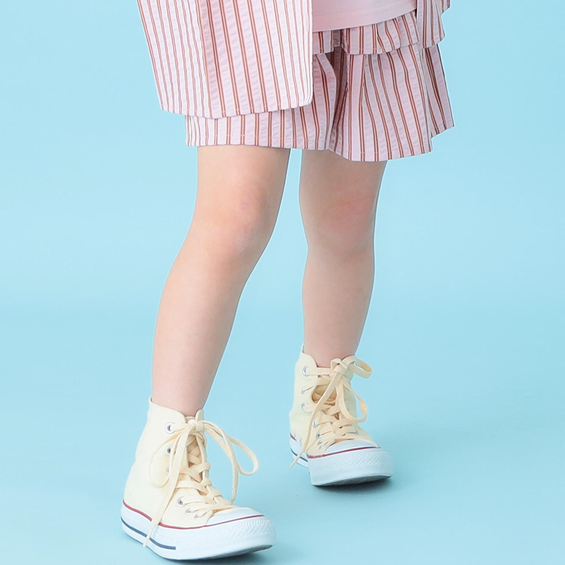 SHOO･LA･RUE「【110-140cm】サッカーストライプフリルスカパン」|スカート|