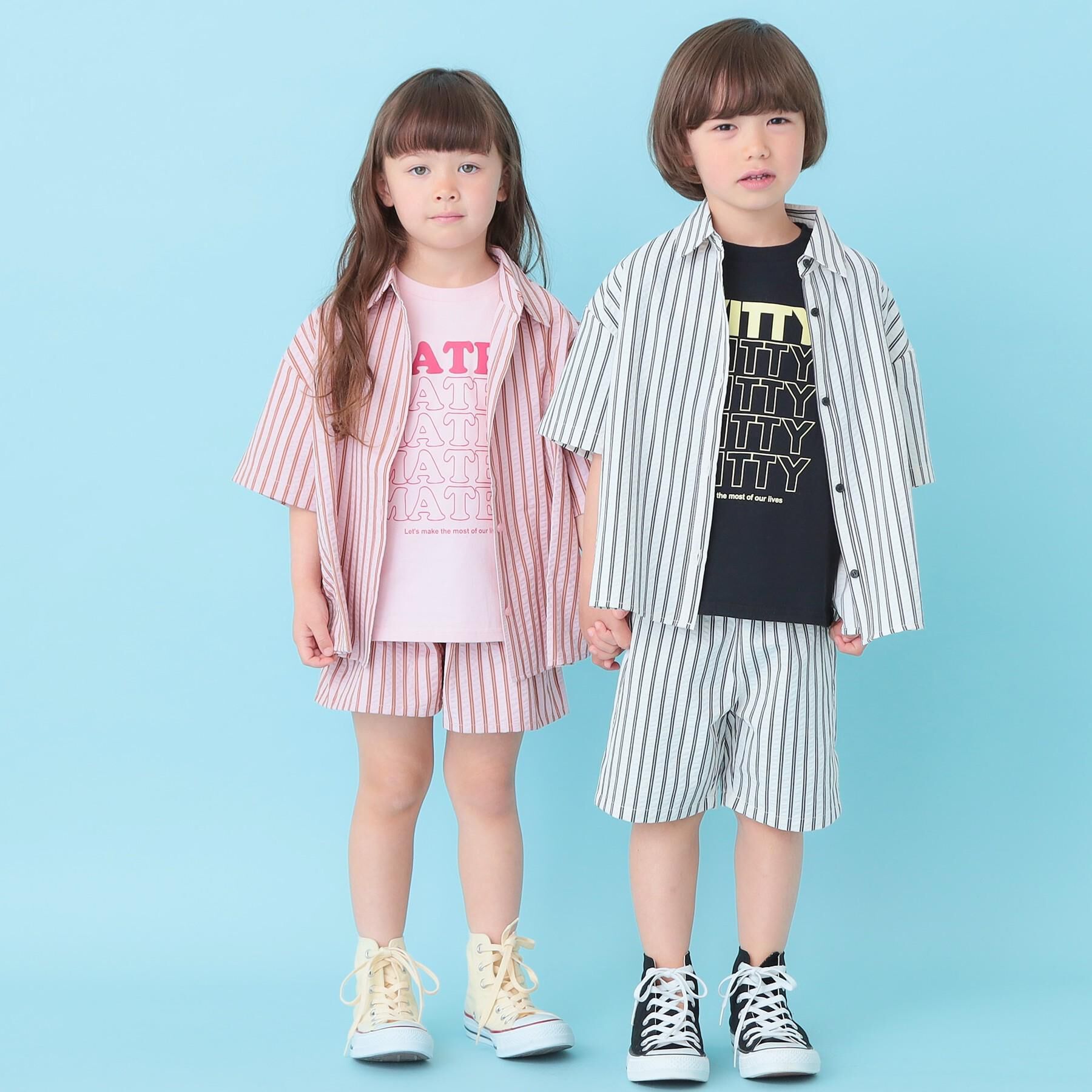SHOO･LA･RUE「【110-140cm】サッカーストライプフリルスカパン」|スカート|