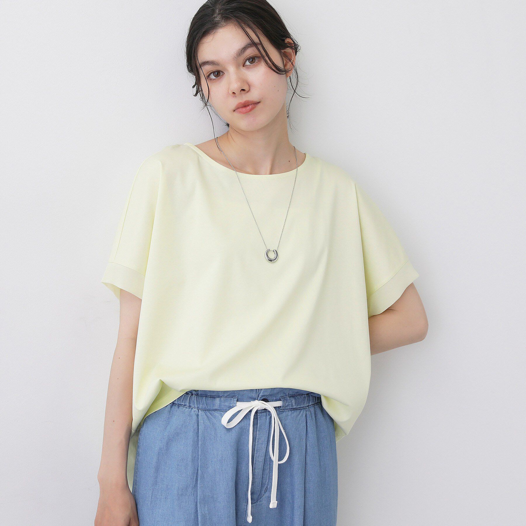 Dessin「【接触冷感/UVカット】美光沢カットソーワイドシルエット」|Tシャツ・カットソー|ライトイエロー(03