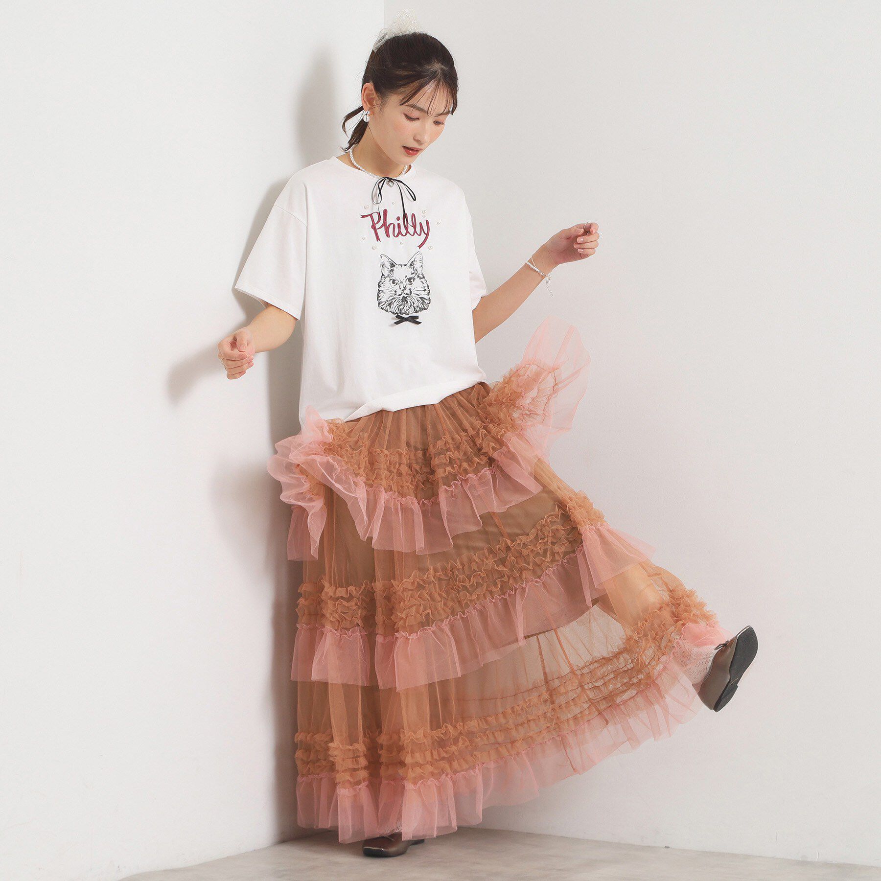 ITS&rsquo;DEMO「<Philly chocolateコラボ>キャットプリントTシャツ」|Tシャツ・カットソー|