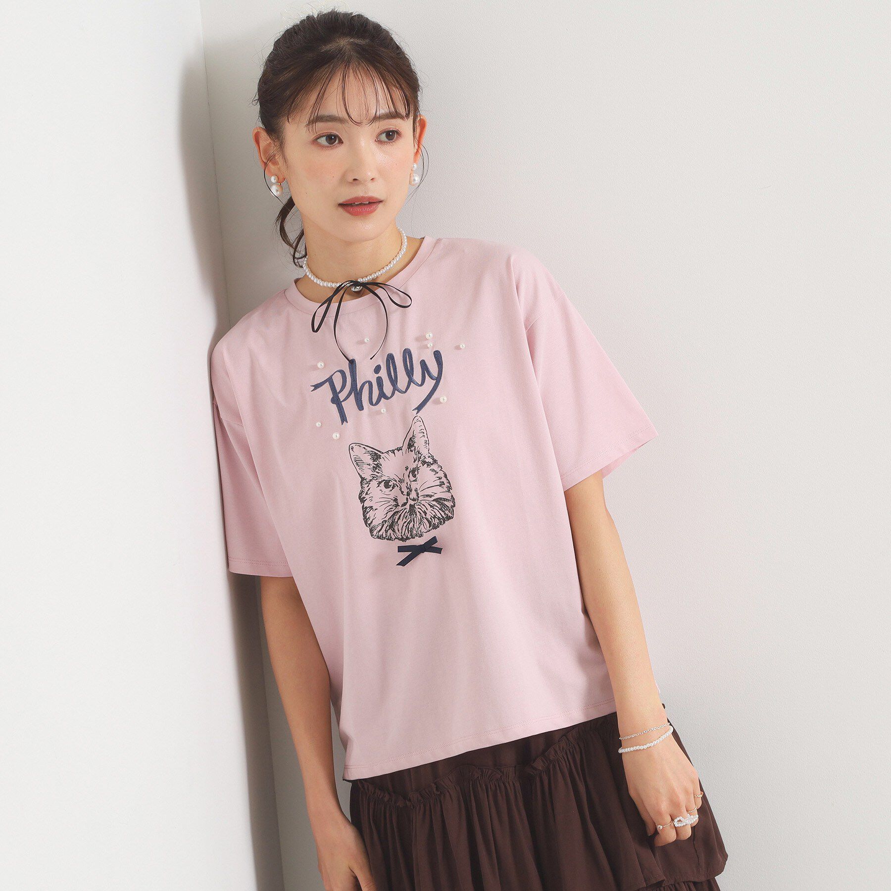 ITS&rsquo;DEMO「<Philly chocolateコラボ>キャットプリントTシャツ」|Tシャツ・カットソー|