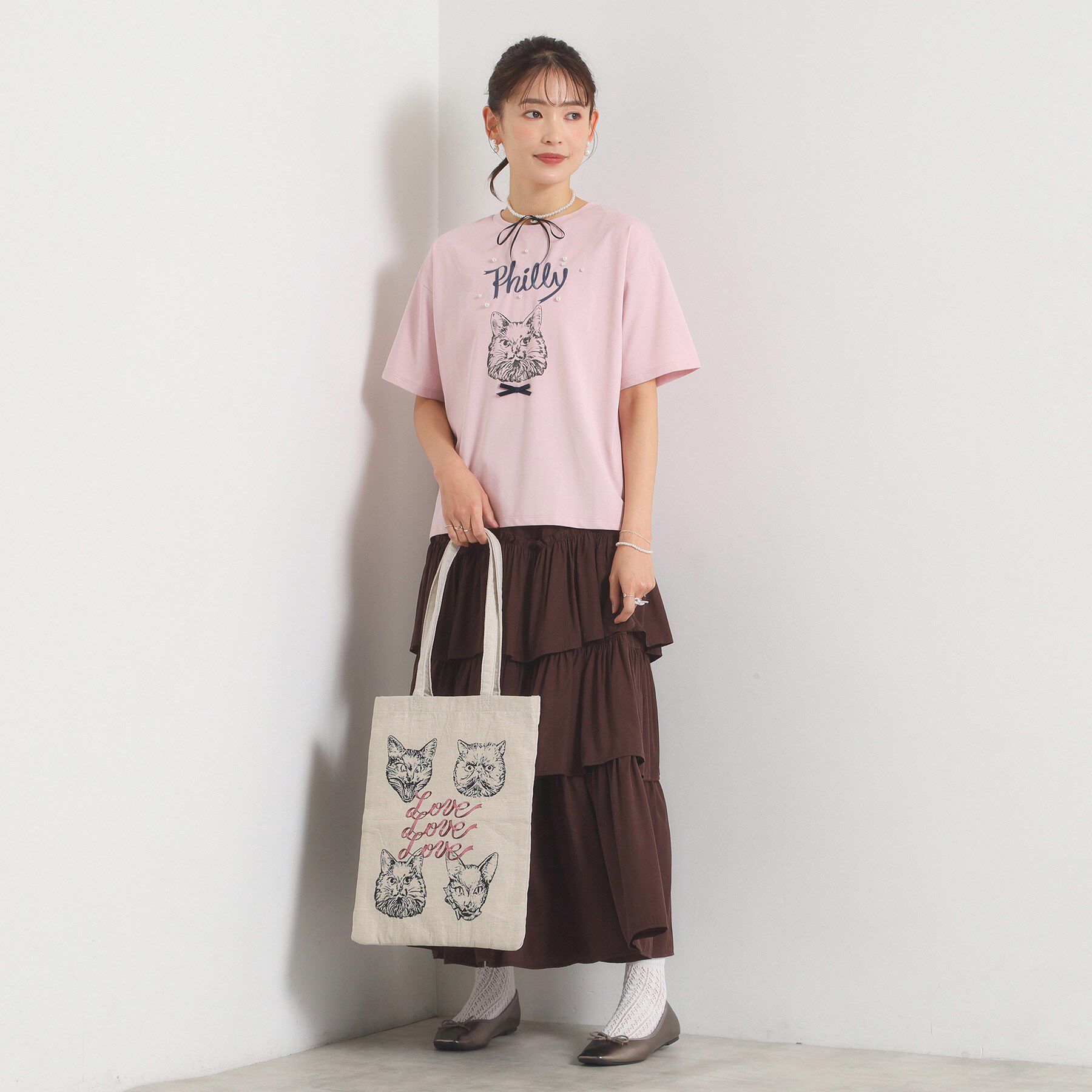 ITS&rsquo;DEMO「<Philly chocolateコラボ>キャットプリントTシャツ」|Tシャツ・カットソー|