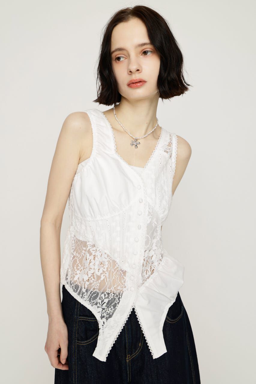 SLY「ASYMMETRY PATCHWORK LACE GILET」|その他|