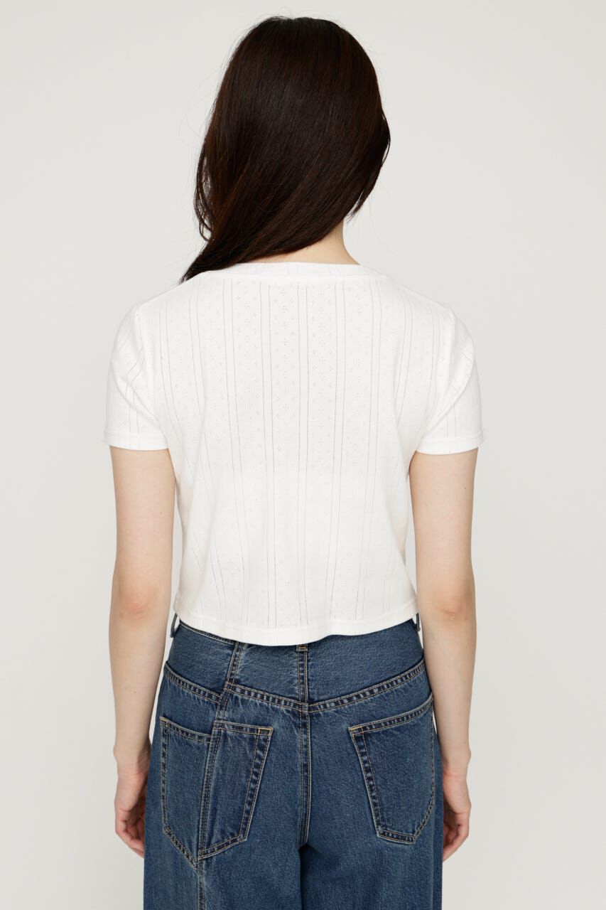 SLY「GATHER EYELET V／N カーディガン」|カーディガン|