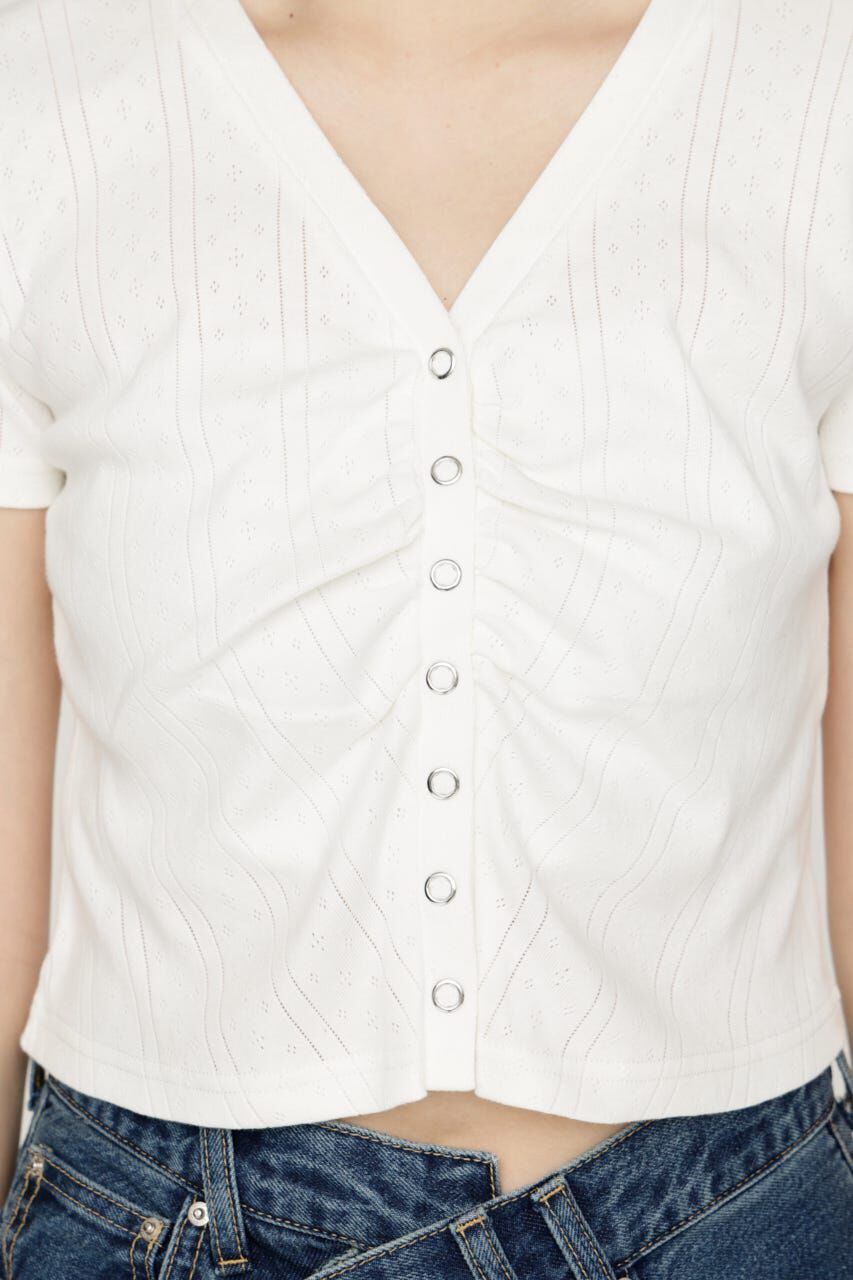 SLY「GATHER EYELET V／N カーディガン」|カーディガン|