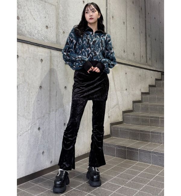 MURUA「スカートレイヤードシャーリングベロアパンツ」|その他|