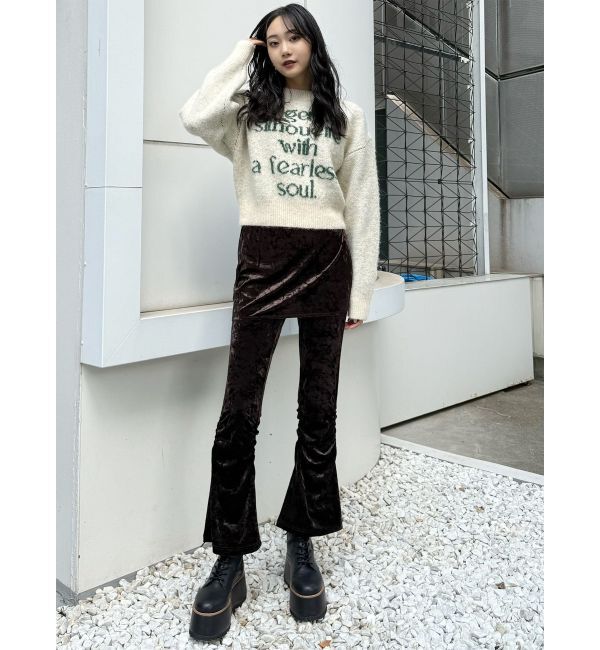MURUA「スカートレイヤードシャーリングベロアパンツ」|その他|