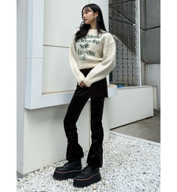 MURUA「スカートレイヤードシャーリングベロアパンツ」|その他|