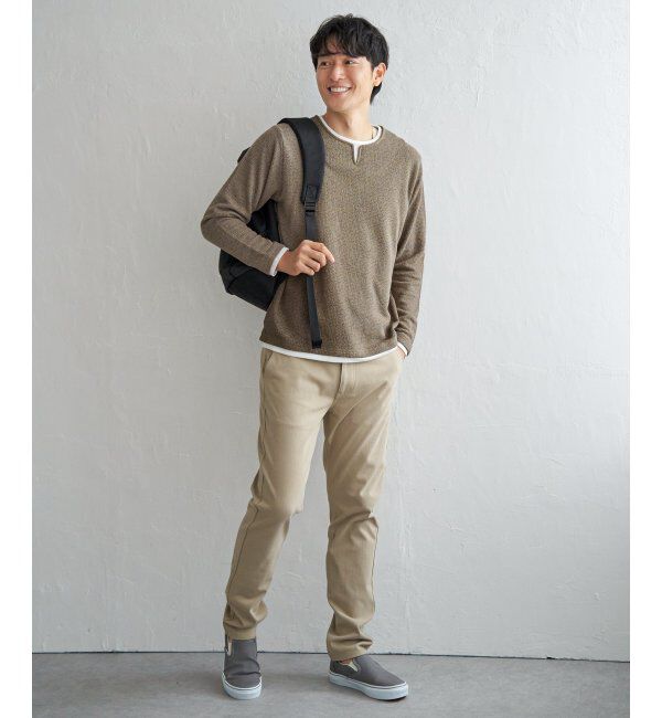 ikka「メランジ鹿の子キーネックレイヤード」|Tシャツ・カットソー|