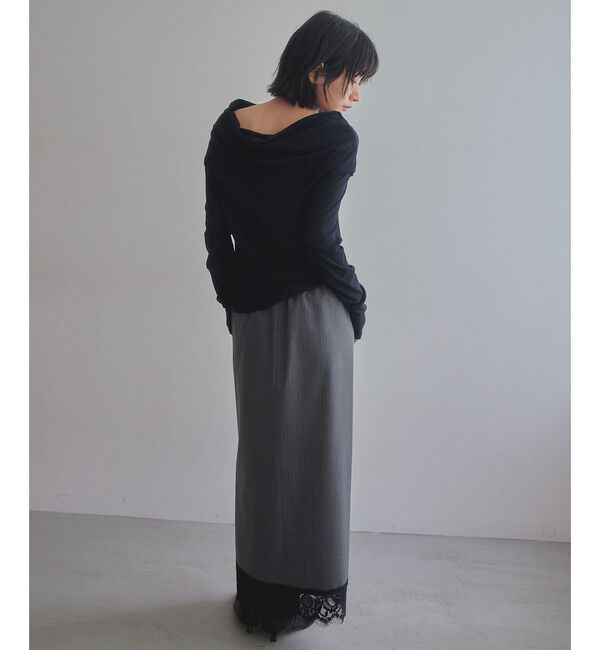 EMMEL REFINES「＜EMMEL REFINES＞EM レースストライプ Iライン スカート」|スカート|