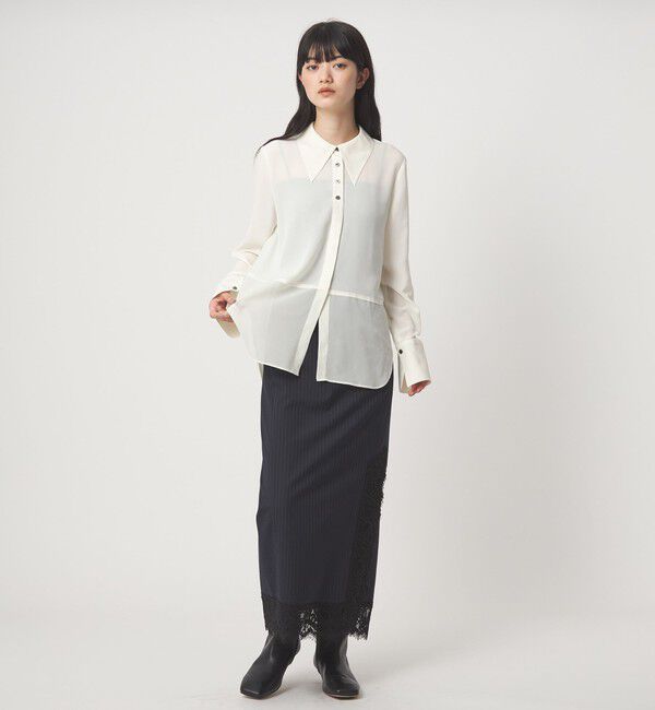 EMMEL REFINES「＜EMMEL REFINES＞EM レースストライプ Iライン スカート」|スカート|