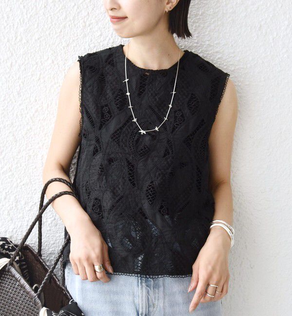SHIPS for women「〈手洗い可能〉刺繍 レース ノースリーブ プルオーバー」|その他|
