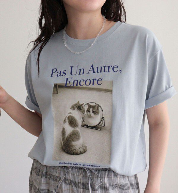 fredy emue「【UVカット/接触冷感】CATフォトＴシャツ」|Tシャツ・カットソー|サックス
