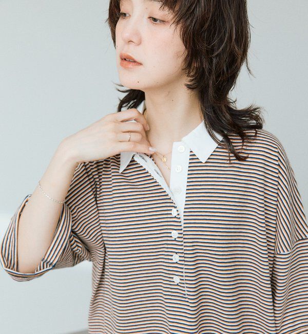  「【レトロな雰囲気に】マルチボーダーポロ」|Tシャツ・カットソー|