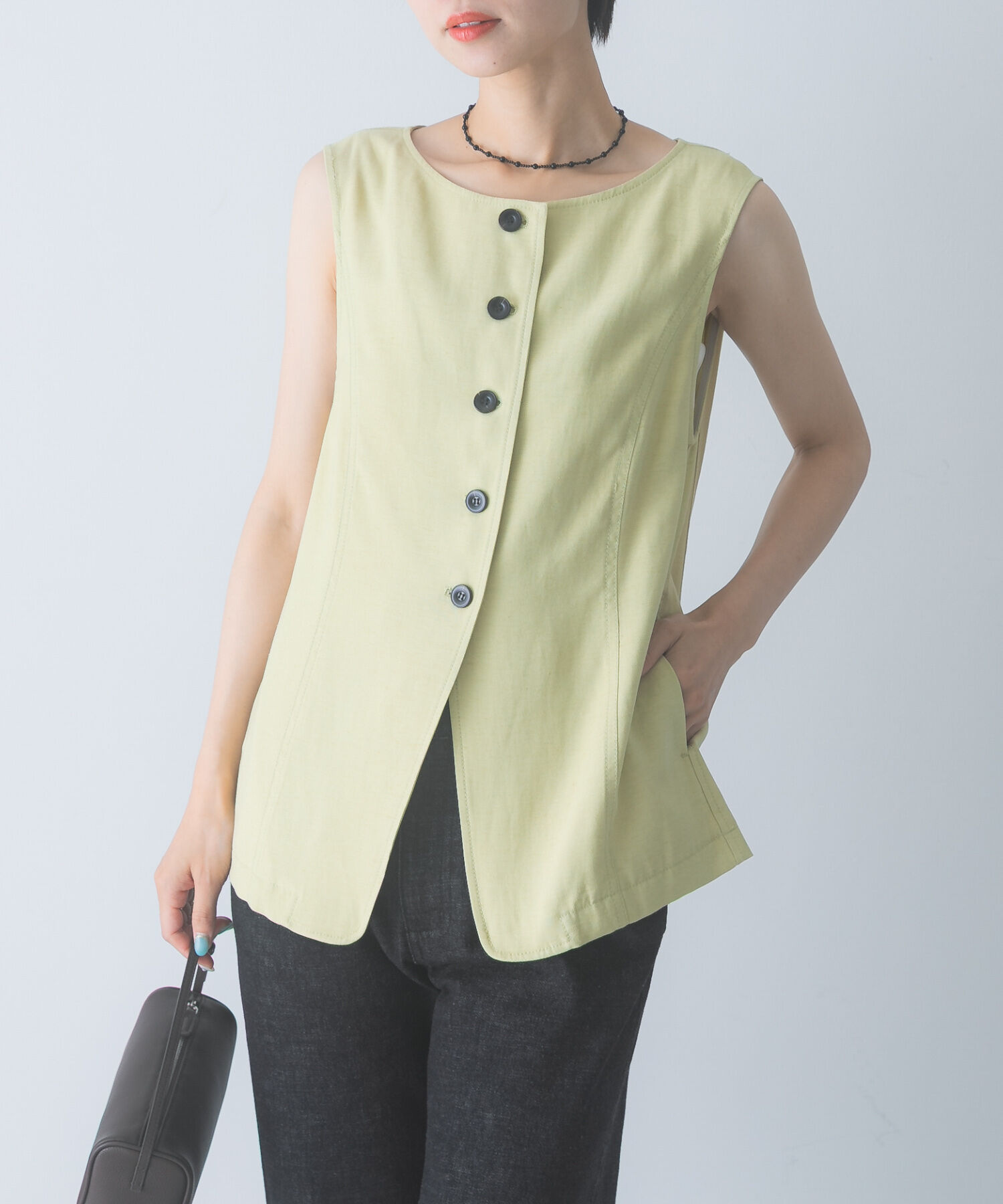 URBAN RESEARCH ROSSO「CHIGNON　麻ミックスジレトップス」|ベスト・ジレ|