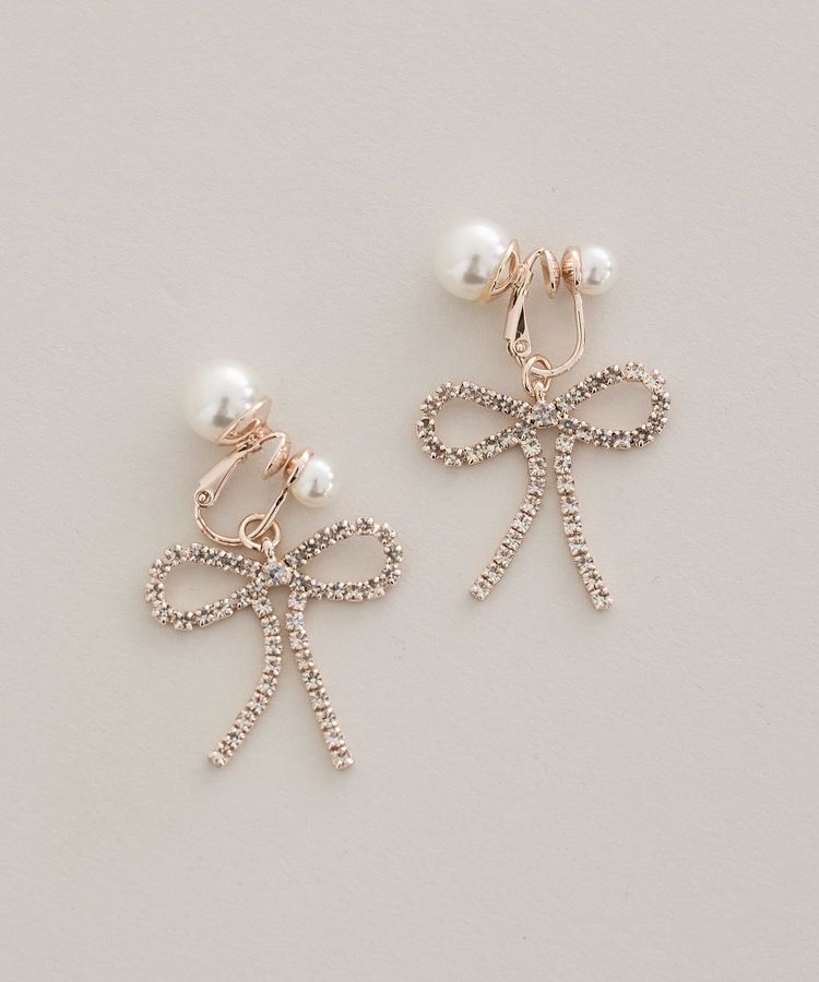 Maison de FLEUR「ダイヤレーンリボンイヤリング」|イヤリング|