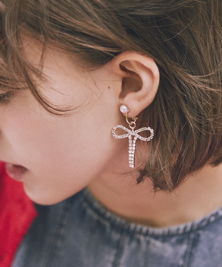 Maison de FLEUR「ダイヤレーンリボンイヤリング」|イヤリング|ピンクゴールド