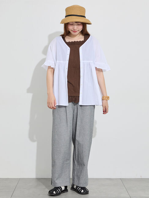 Samansa Mos2「【クールコットン】脇スリットストレートパンツ」|その他|