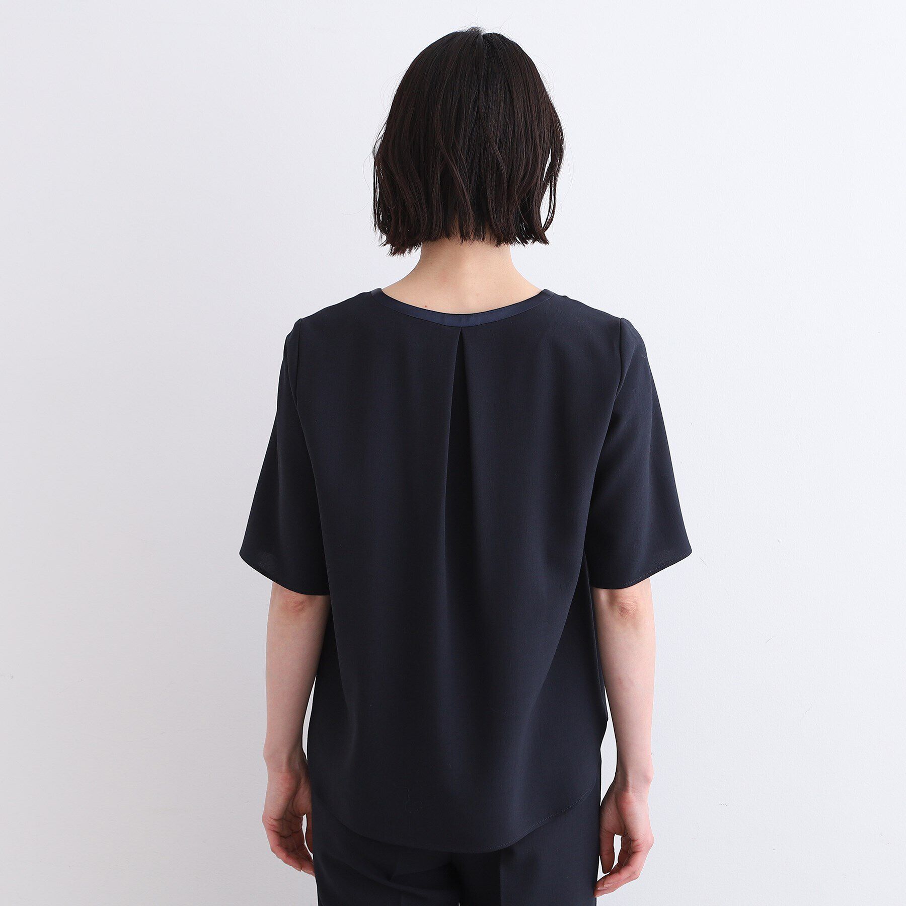 INDIVI「【洗える／UVケア／SETUP可能】ウール調キーネックブラウス」|シャツ・ブラウス|