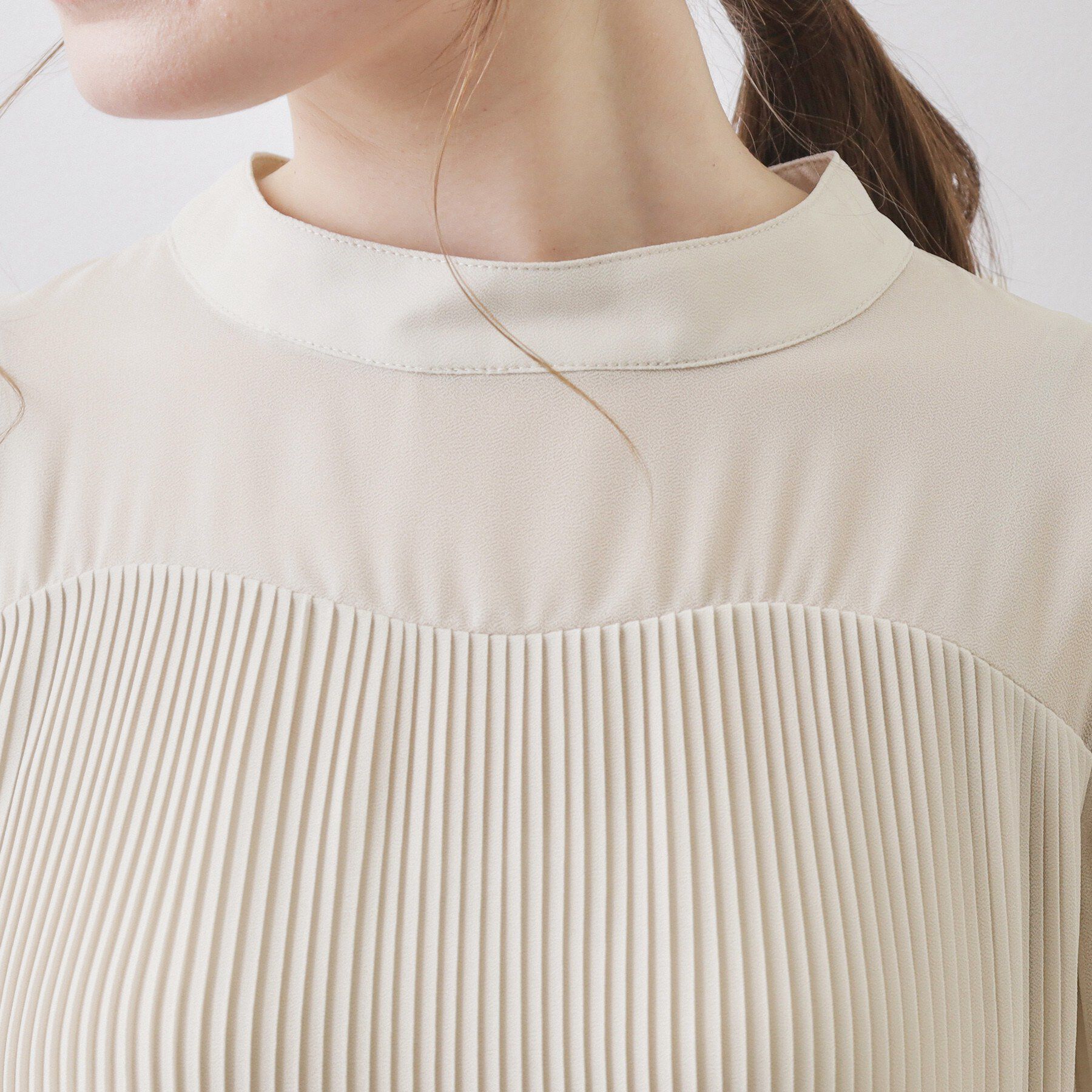 index「エアリープリーツスタンドカラーブラウス【洗濯機OK／イージーアイロン／防シワ】《5col》」|シャツ・ブラウス|
