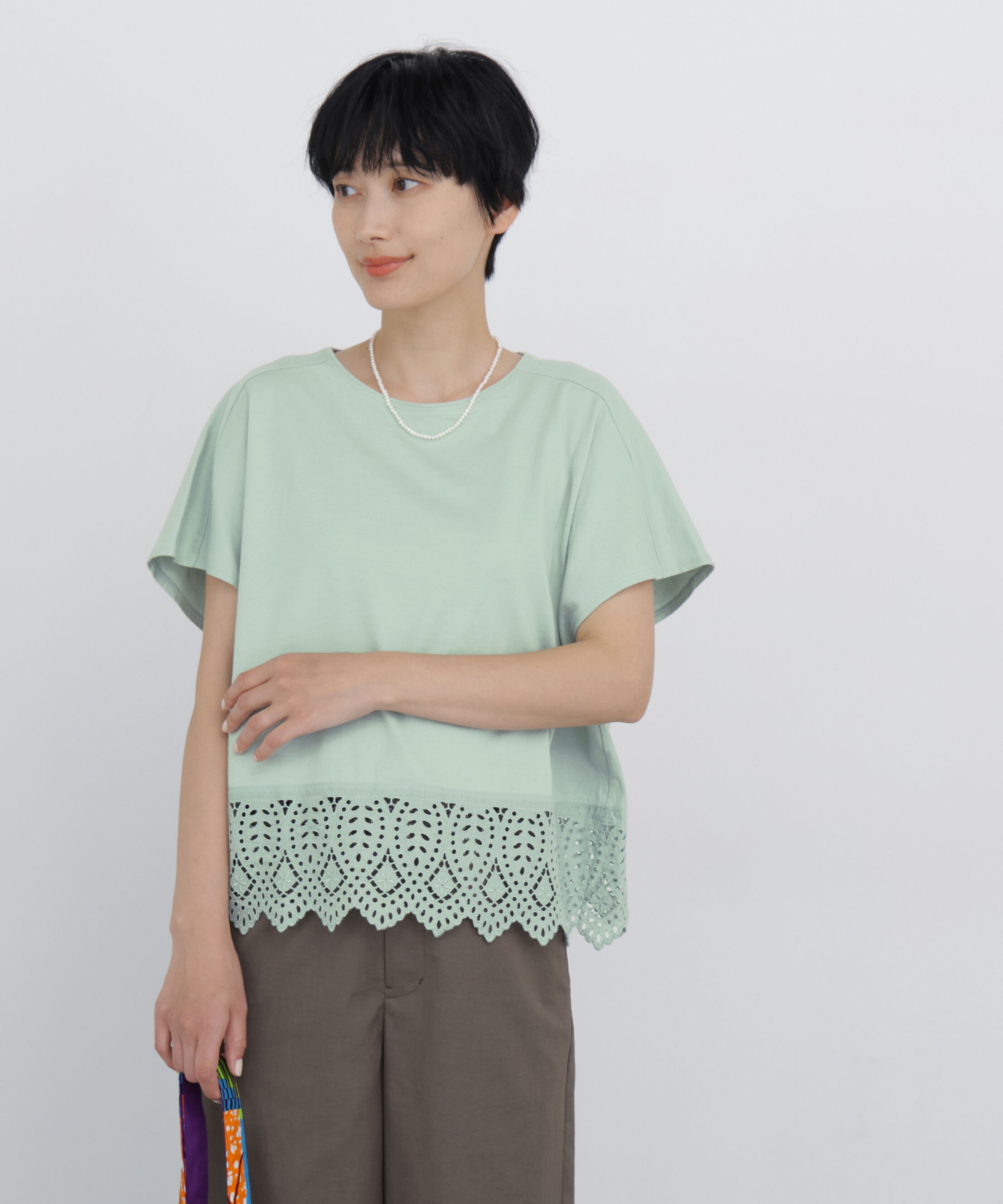  「◆《洗える》 レースカットソー」|Tシャツ・カットソー|セージグリー