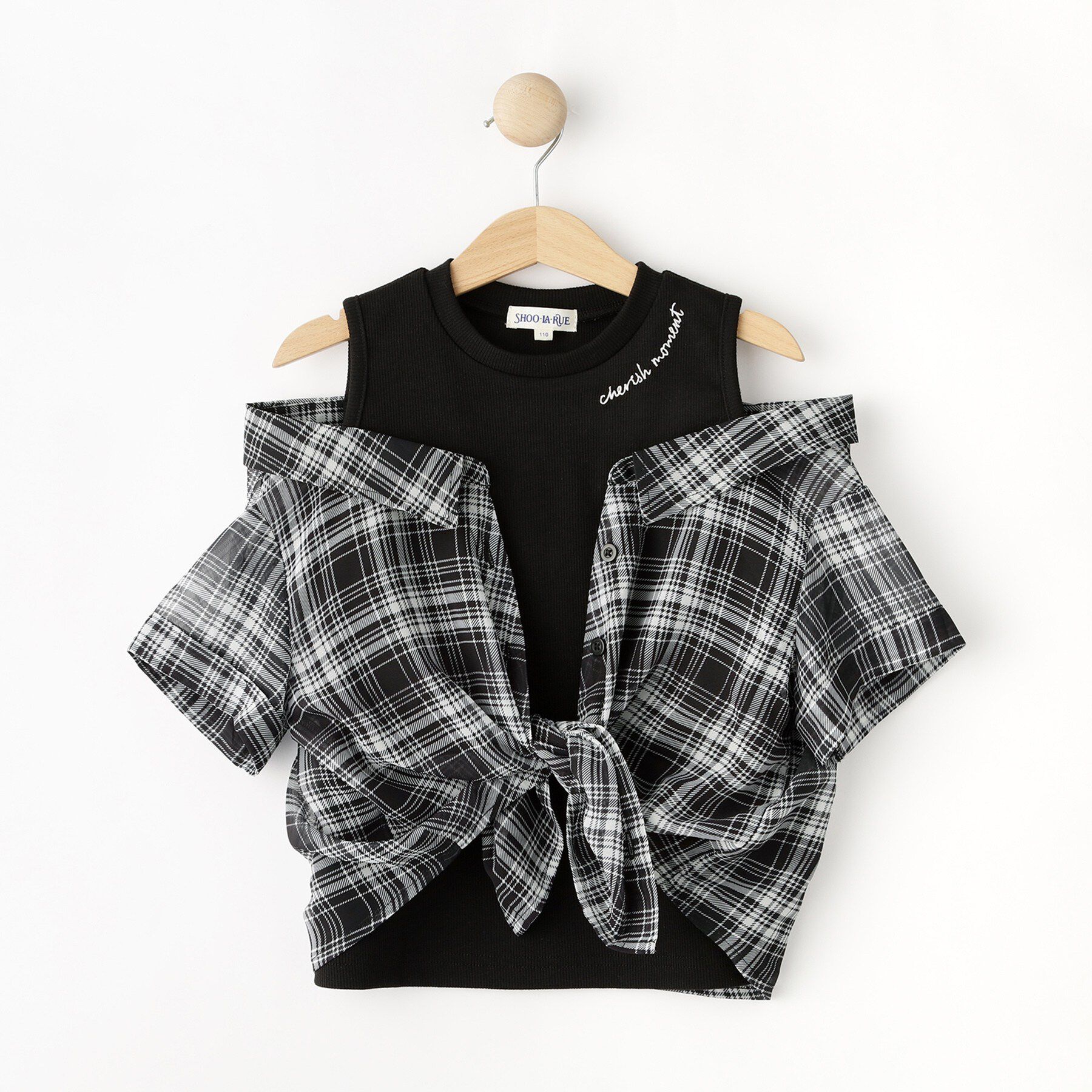 SHOO･LA･RUE「【110-140cm】チェックシャツデザイントップス」|Tシャツ・カットソー|