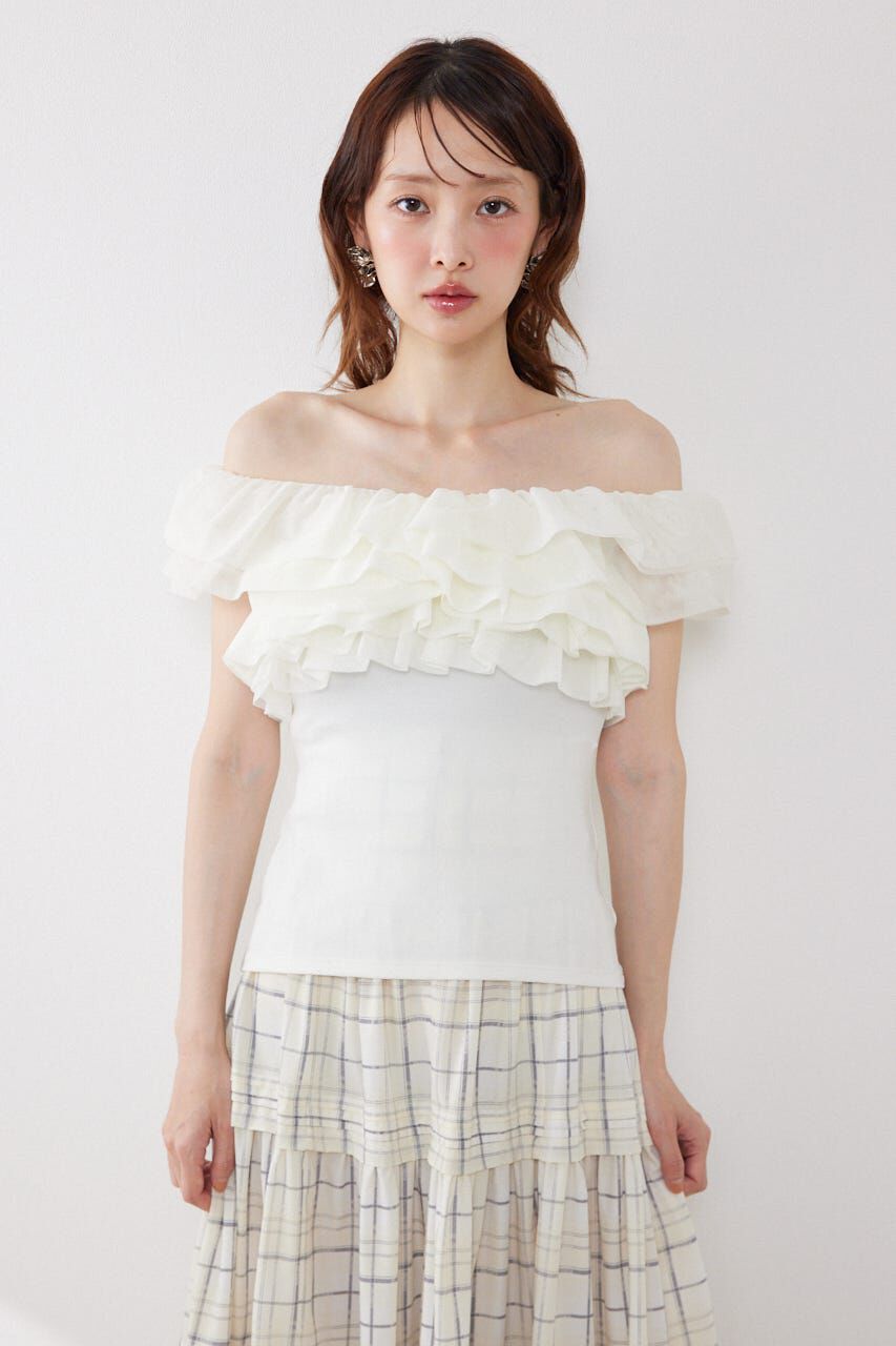 rienda「オフショルフリルカットトップス」|Tシャツ・カットソー|