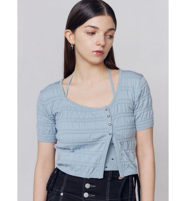 EMODA「アシンメトリーチョーカーツインニット」|ニット・セーター|ブルー