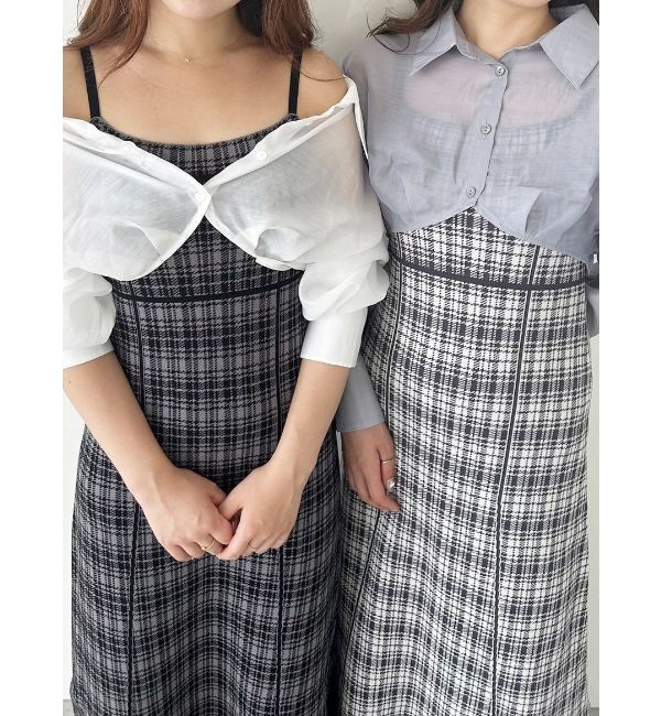 MERCURYDUO「シャツドッキングジャガードニットワンピース」|ワンピース|