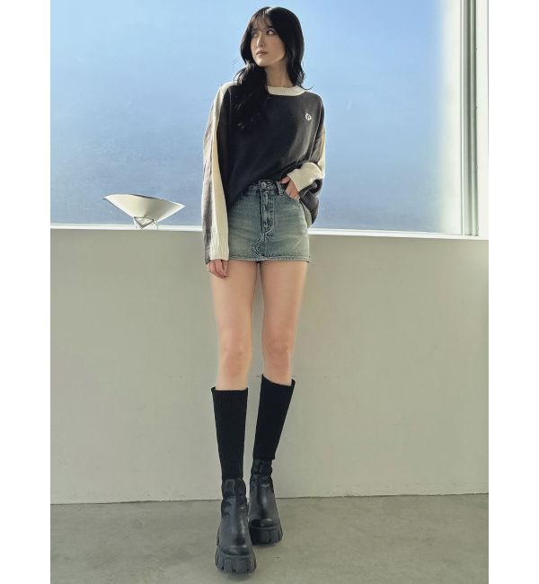 GYDA「GYDALMATIAN BICOLORニットトップス」|ニット・セーター|