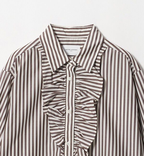 UNITED ARROWS「アシンメトリー フリル レギュラーシャツ」|シャツ・ブラウス|