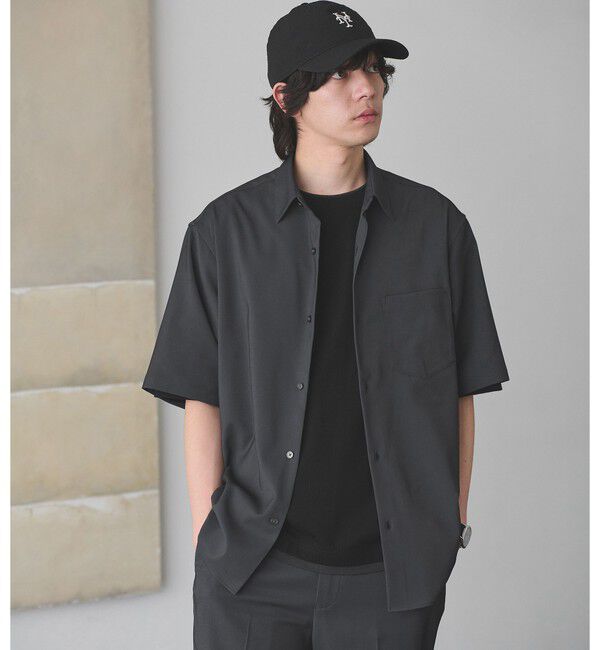 UNITED ARROWS green label relaxing「ポリエステル ドビー ジャストルーズ 半袖 シャツ -接触冷感・吸水速乾・ストレッチ-」|シャツ・ブラウス|DK.GRAY